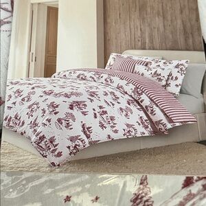 BROOKS BROTHERS 5pc Stripe To Toile Reversible Comforter Set